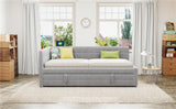 Full Upholstered L-Shaped Daybed With Twin Trundle USB Ports - Omega Lifestyles