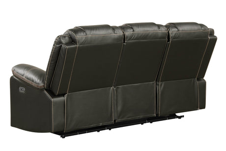 Modern Power Reclining Faux Leather Sofa With USB Ports - Omega Lifestyles