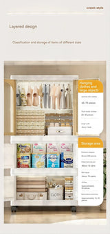 Folding Plastic Wardrobe Cabinet With Wheels and Hangers - Omega Lifestyles