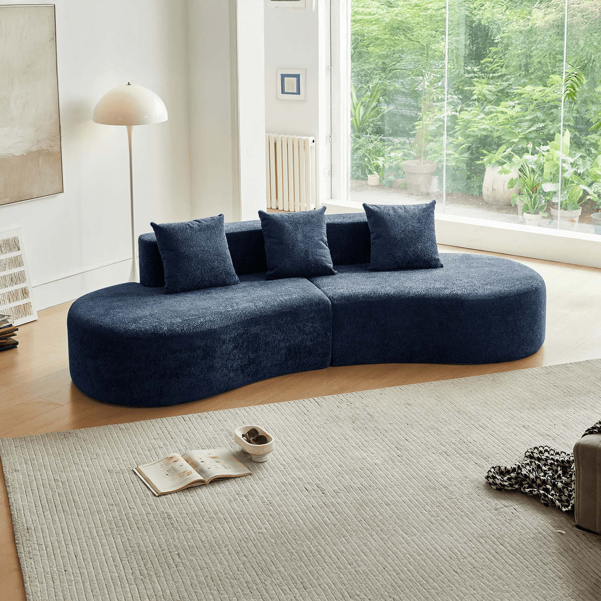 Modern Curved Velvet 5-Seater Armless Sectional Sofa - Omega Lifestyles