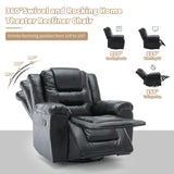 3 Seater Manual Recliner Chair With Cup Holders Black PU - Omega Lifestyles