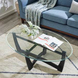 48-Inch Oval Tempered Glass Coffee Table - Sleep Galleria