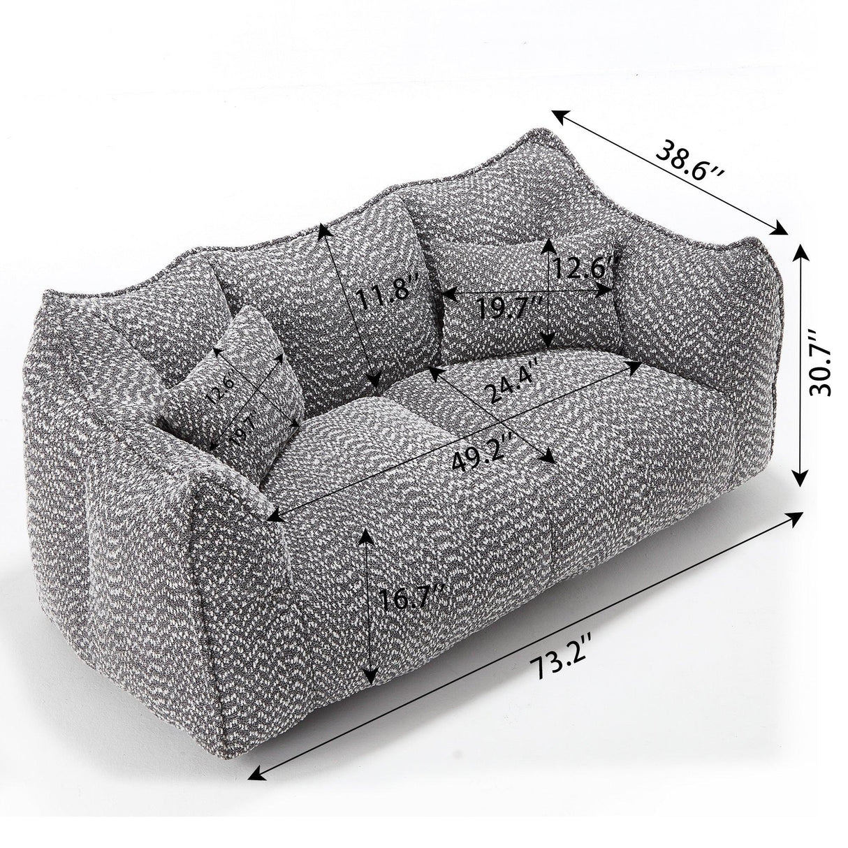 Dual Chenille Bean Bag Chair With High Resilience Foam Core - Omega Lifestyles