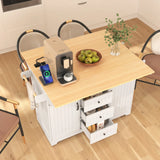 Folding Kitchen Island Cart With Power Outlet and Storage - Omega Lifestyles
