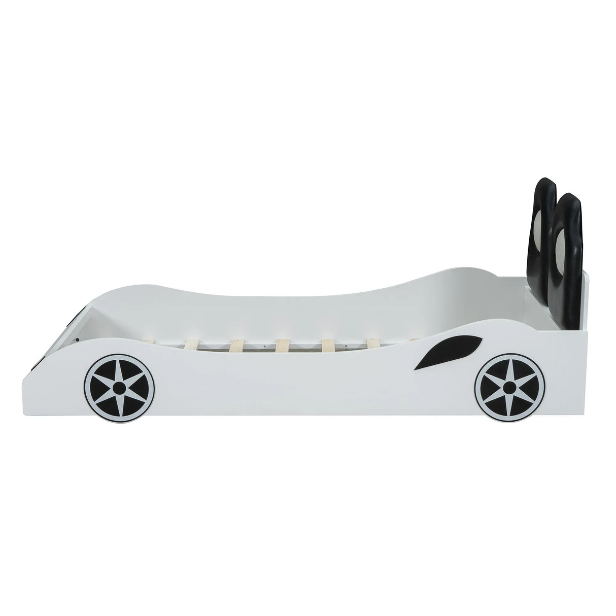 Twin Race Car-Shaped Wood Platform Bed With LED - Omega Lifestyles
