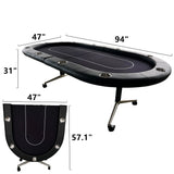 Foldable Modern 10-Inch 10-Player Poker Table - Omega Lifestyles