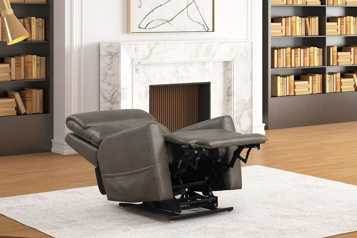 Contemporary Gray Leatherette Single Motor Lift Chair - Omega Lifestyles