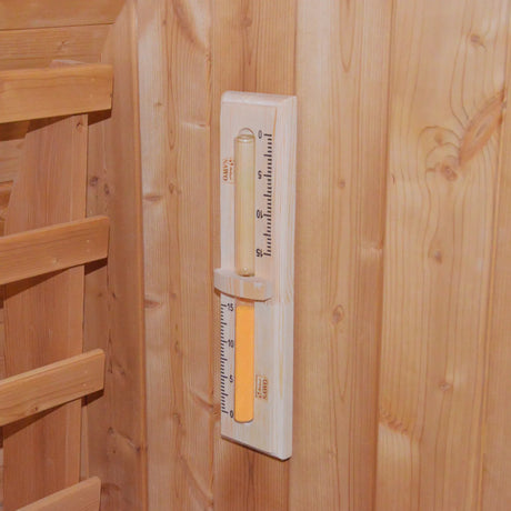 Metal Stove Heated Carbonized Spruce Wood Sauna Seat - Omega Lifestyles