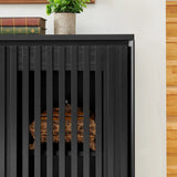 Mid Century Modern Fluted Solid Wood Sideboard Cabinet - Omega Lifestyles