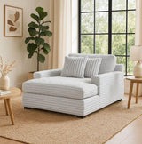 Corduroy Jumbo Chaise Lounge Chair With Cup Holders - Omega Lifestyles