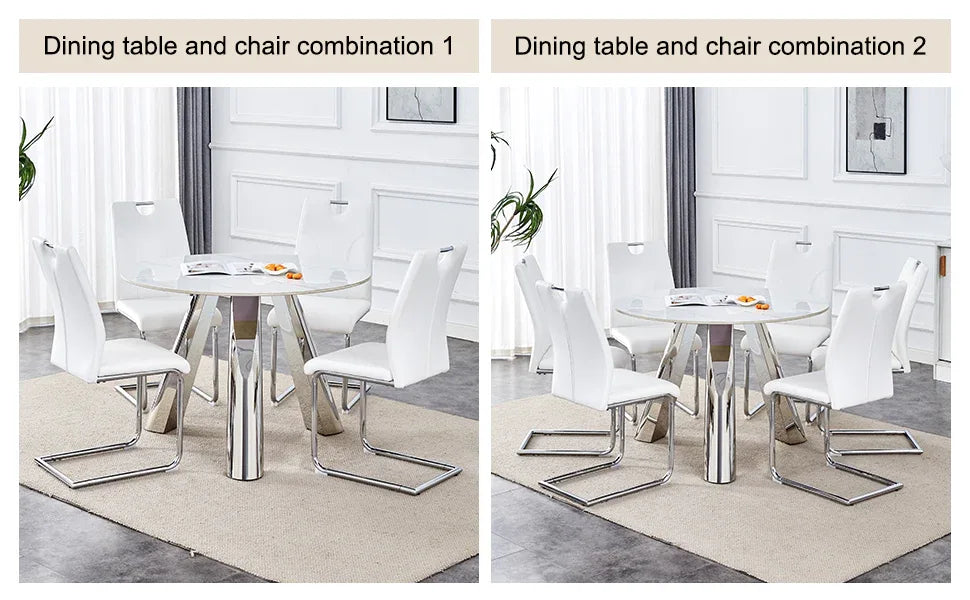 42-Inch Round Sintered Stone Dining Table With Chairs - Omega Lifestyles