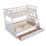Twin Over Full Solid Wood White Bunk Bed With Storage - Omega Lifestyles