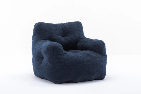 Soft Teddy Fabric Tufted Foam Bean Bag Chair Dark Blue - Omega Lifestyles