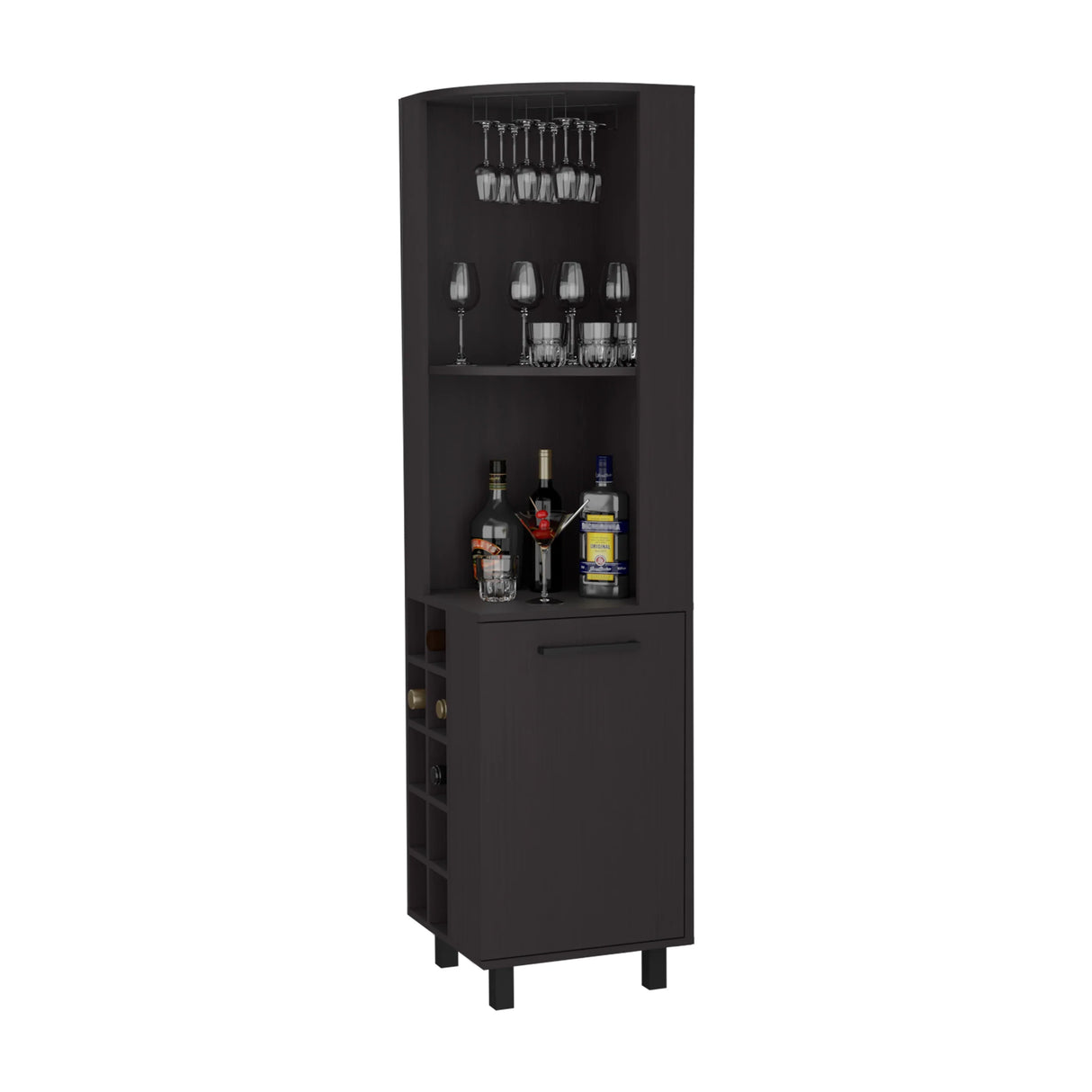 Leah Corner Bar Cabinet With Wine Rack Storage - Omega Lifestyles