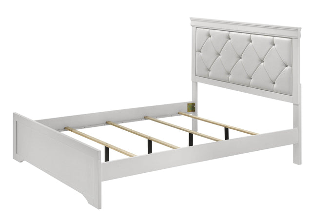 Modern White Wood Upholstered Panel Queen Bed Frame - Omega Lifestyles