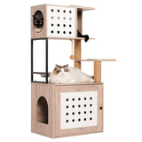 Modern Gray White Integrated Cat Tree Furniture - Sleep Galleria