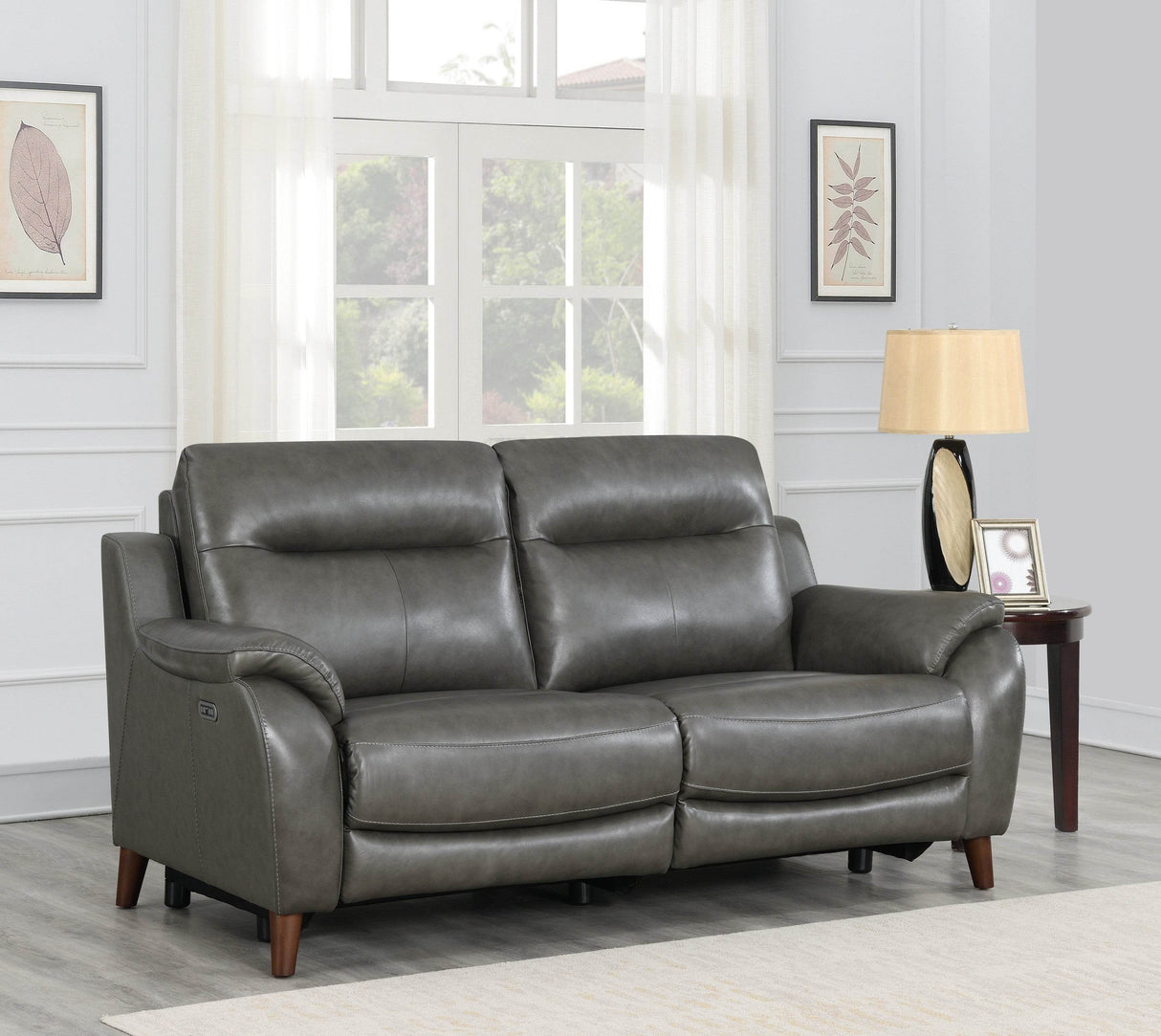 Top Grain Leather Reclining Power Sofa With Footrest Headrest - Omega Lifestyles