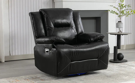 360-Degree Swivel Manual Rocking Leather Gel Recliner Chair - Omega Lifestyles
