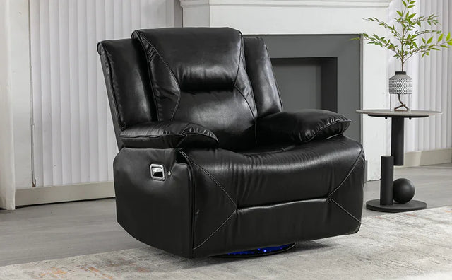 360-Degree Swivel Manual Rocking Leather Gel Recliner Chair - Omega Lifestyles
