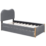 Twin Upholstered Platform Bed Frame With Trundle and Headboard - Omega Lifestyles