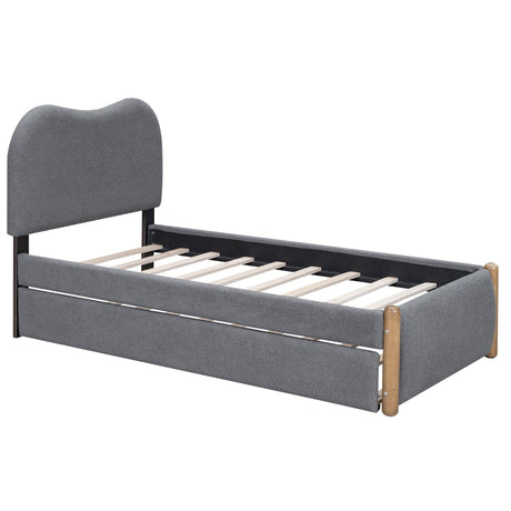 Twin Upholstered Platform Bed Frame With Trundle and Headboard - Omega Lifestyles