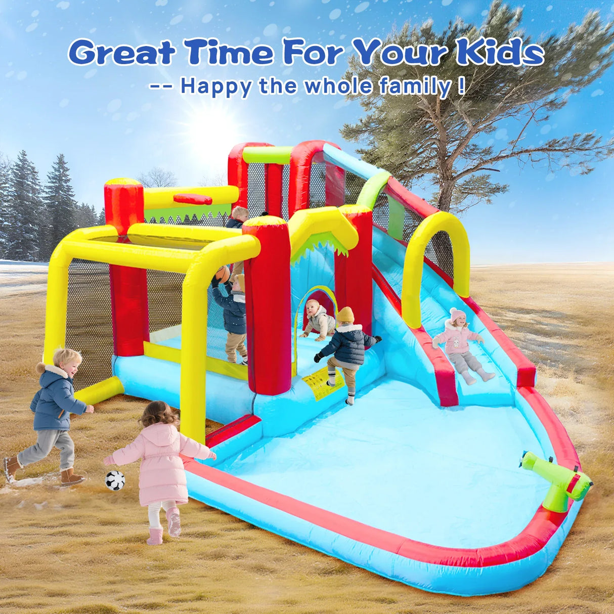 7-in-1 Inflatable Outdoor Water Park Bounce House - Omega Lifestyles