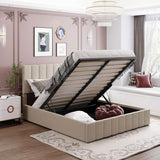 Queen Upholstered Platform Bed With Hydraulic Storage System - Omega Lifestyles