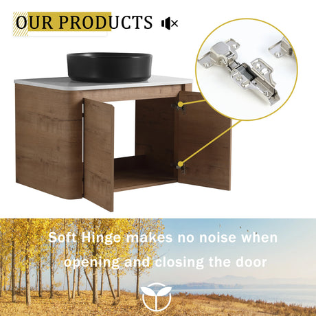 30-Inch Wall-Mounted Bathroom Vanity With Ceramic Sink - Omega Lifestyles