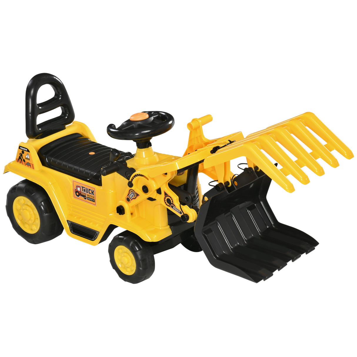 Kids Excavator Ride-On Toy With Grabber Sound Effects
