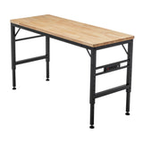 Adjustable Height Heavy Duty Rubber Wood Workbench With Power Outlets