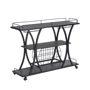 Industrial Style Mobile Iron 3-Tier Bar Cart With Casters - Omega Lifestyles