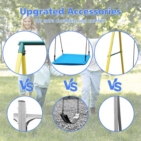 Outdoor Steel 2-Seat Metal Swing Set With Safety Belt - Omega Lifestyles