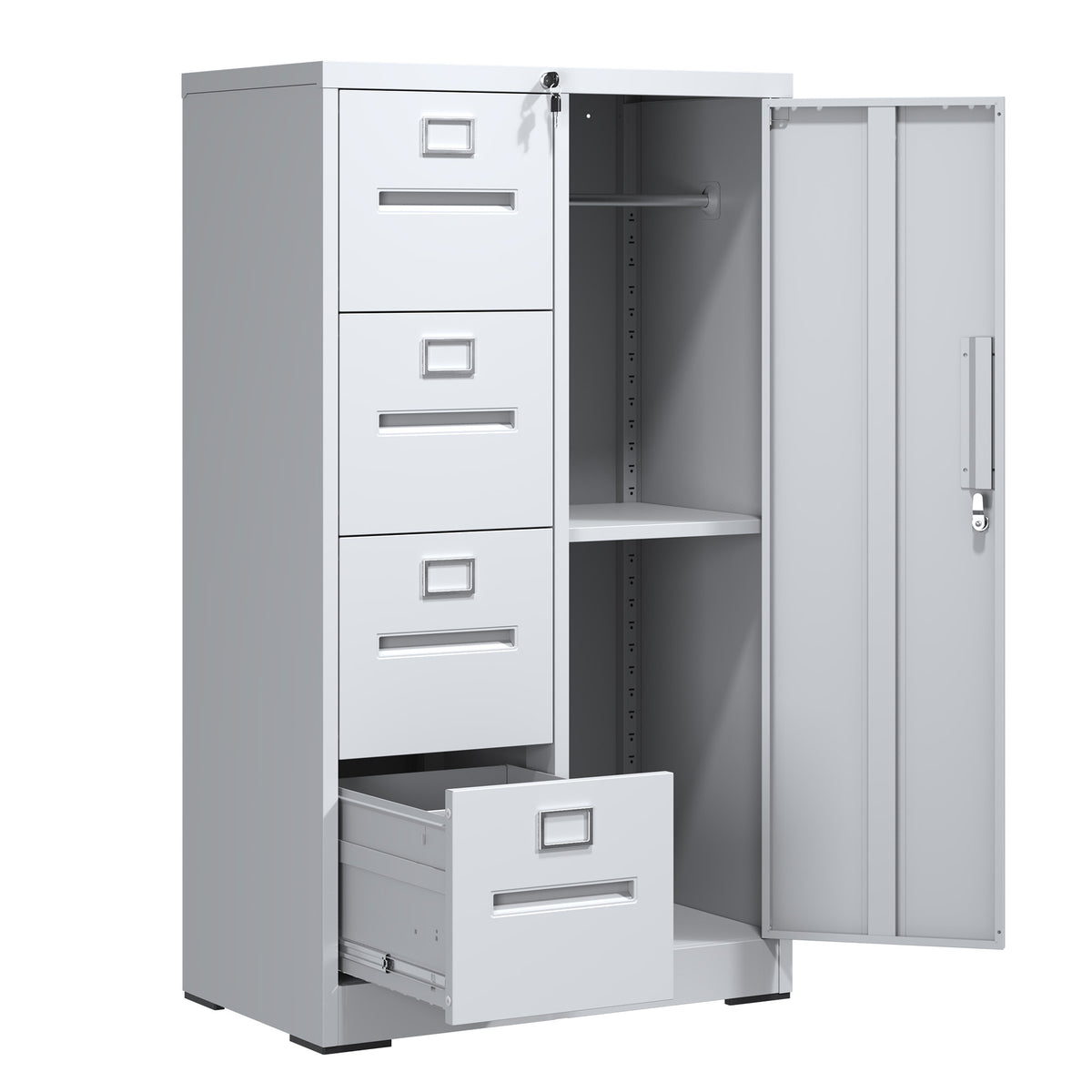 White Steel 4-Drawer Locking Vertical File Cabinet
