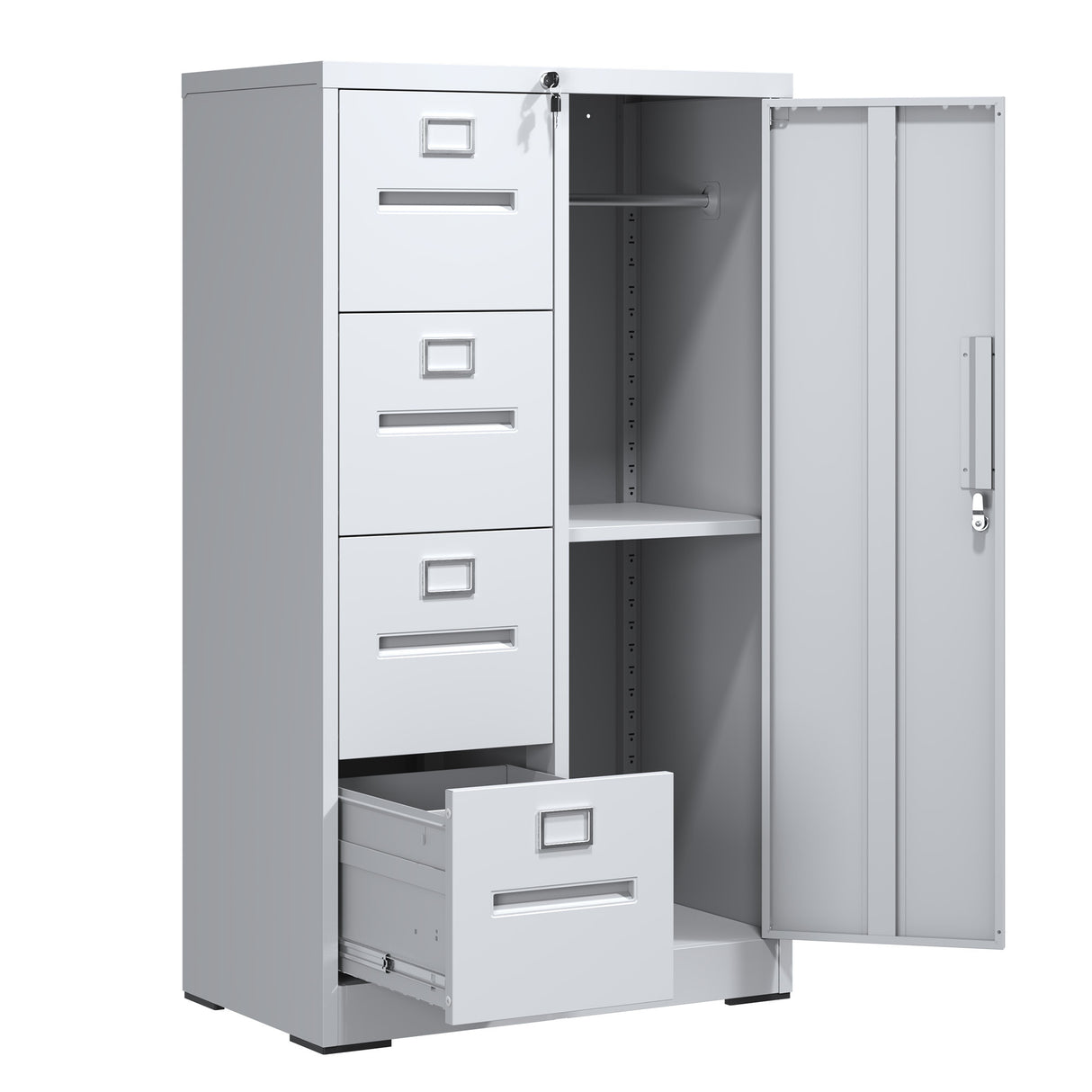 White Steel 4-Drawer Locking Vertical File Cabinet