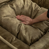 Adjustable Velvet Upholstered Floor Sofa With Massage Pillow - Omega Lifestyles