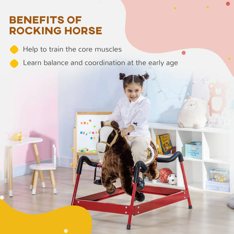 Plush Kids Spring Rocking Horse With Sound Effects - Omega Lifestyles
