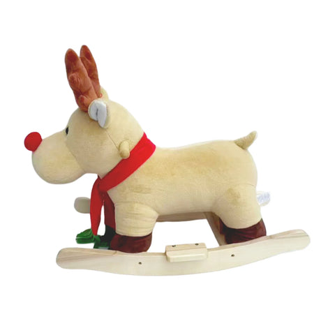 Soft Plush Fabric Kids Ride-On Rocking Horse Toy - Omega Lifestyles