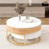 Modern Round Lift-Top Nesting Coffee Tables With Drawers - Sleep Galleria