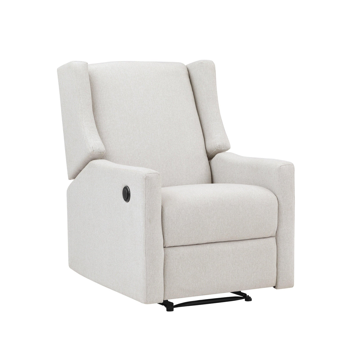Power Recliner Beige Polyester Contemporary Wingback Chair - Omega Lifestyles