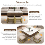 Modern Square Lift-Top Coffee Table Set With Ottomans - Sleep Galleria