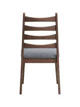 Set of 2 Dark Gray Linen Walnut Finish Side Chairs - Omega Lifestyles