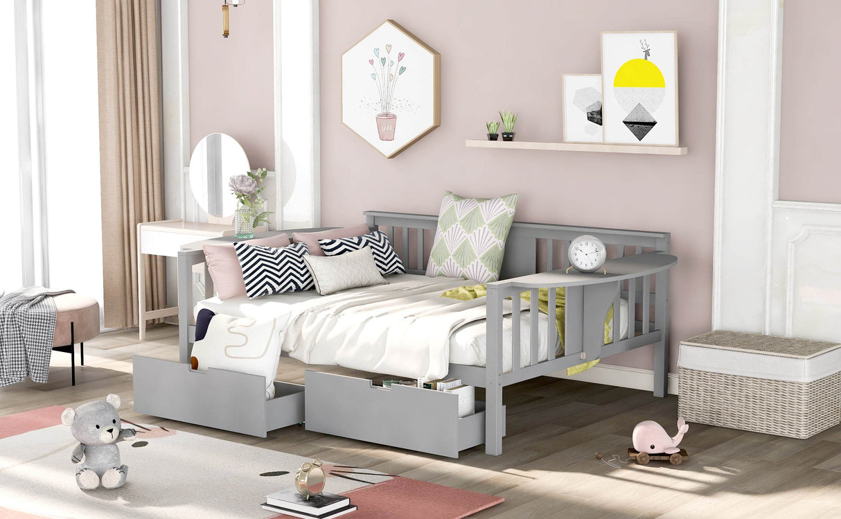 Full Full Size Solid Wood Daybed With Two Drawers - Omega Lifestyles