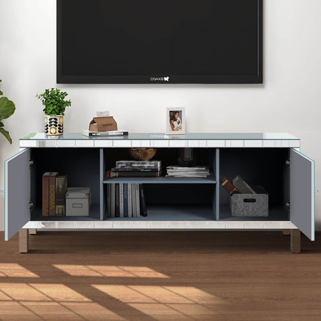 47-Inch Mirrored Dual Door TV Media Console - Sleep Galleria