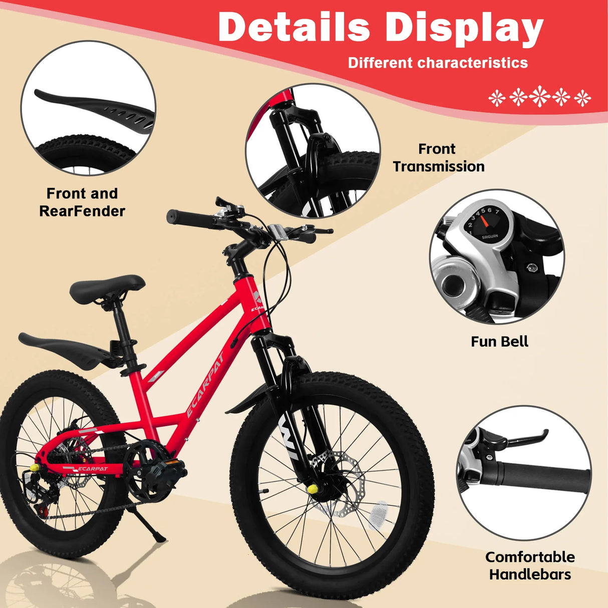 7-Speed Front Suspension Kids Mountain Bike 20-Inch - Omega Lifestyles
