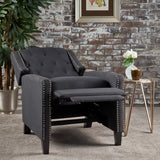 Dark Gray Fabric Push Back Recliner Chair With Birch Legs - Omega Lifestyles