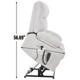 Beige Chenille Power Lift Recliner Chair With Massage Heating - Omega Lifestyles