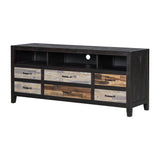 Retro Distressed Solid Wood TV Stand With Drawers - Omega Lifestyles