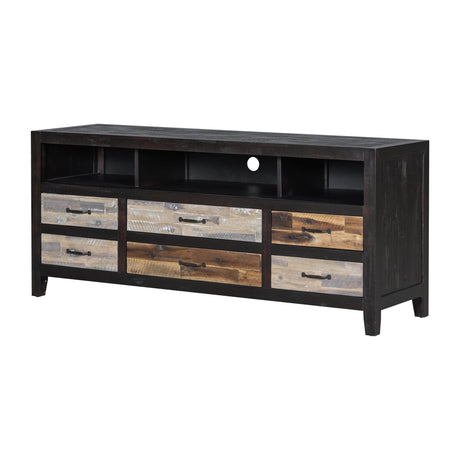 Retro Distressed Solid Wood TV Stand With Drawers - Omega Lifestyles