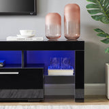 Classic Black TV Stand With RGB LED Lighting - Omega Lifestyles