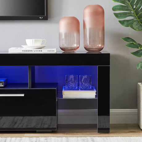 Classic Black TV Stand With RGB LED Lighting - Omega Lifestyles